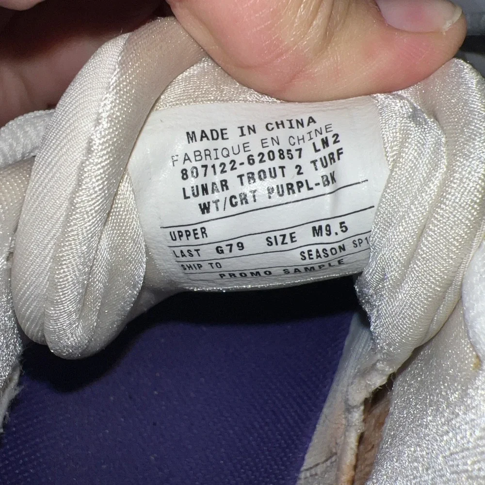 TCU Horned Frogs‎ Nike Trout Turf Cleat Men's 9.5 White/Purple Promo Sample Rare